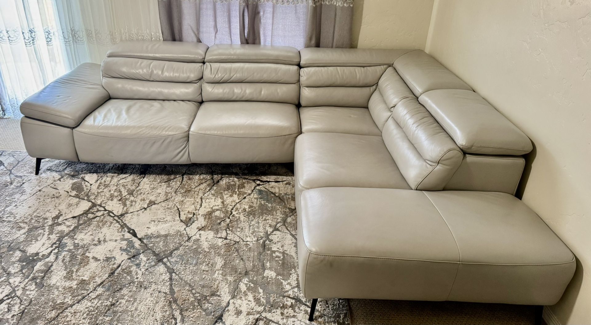 Grey Leather Sectional