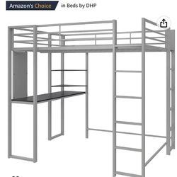 Full Size Loft Bed Frame with Desk