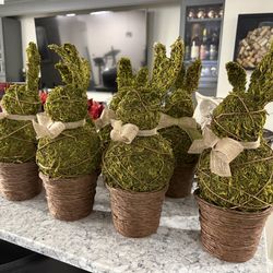 Moss Easter Bunny In Brown Planter Pot