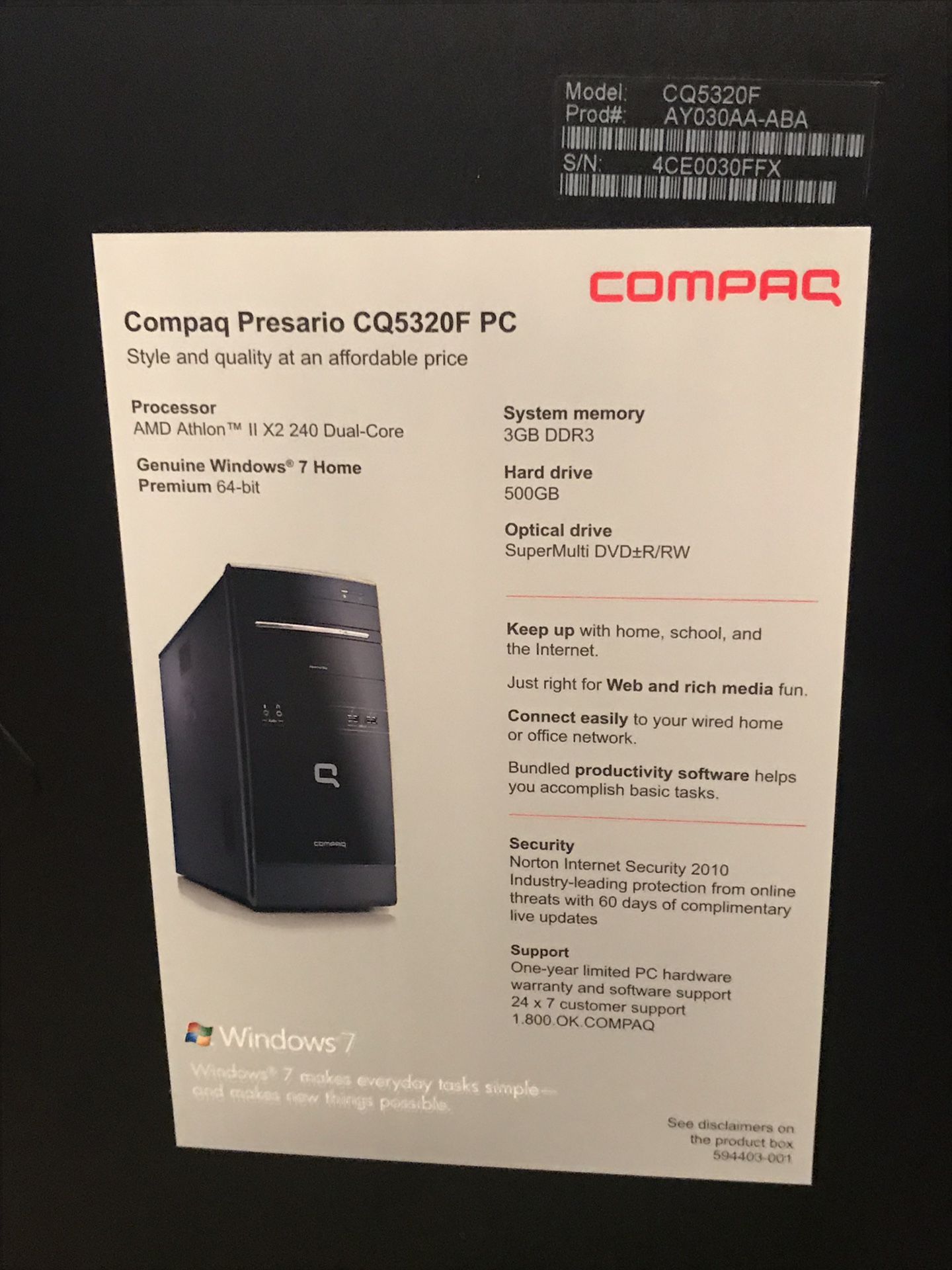 Compaq cq5320f desktop