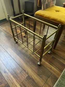 Mid Century Modern MCM Vintage Canterbury Brass Vinyl Record Holder Magazine Rack