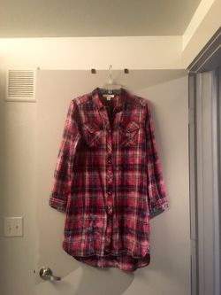 NWT plaid button up tunic/dress. Size S