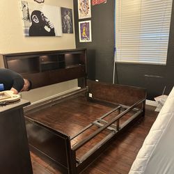Full size Bed frame With Cubbies And Storage Drawers
