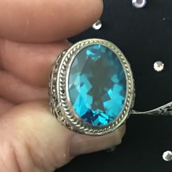 Capri Blue Quartz Ring Size 6