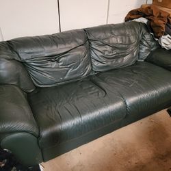 Dark Green Leather Couch