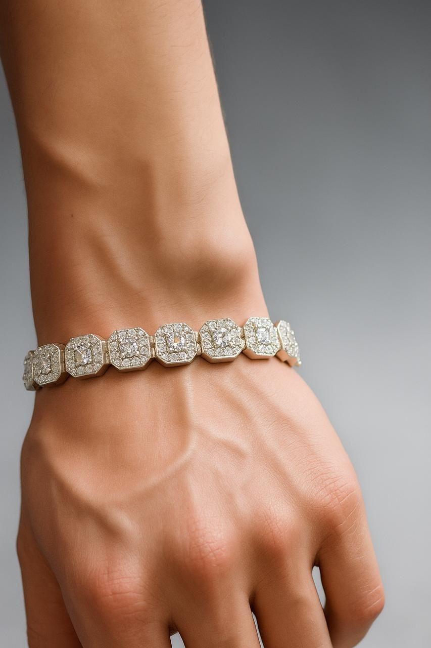 Hexagon Moissanite Bracelet – 925 Sterling Silver | GRA Certified