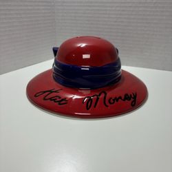 Red Hat Ceramic Bank Purple Bow Stopper Goods Gallery Collectible Money Storage