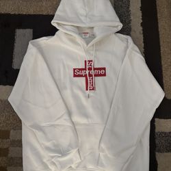 Supreme Cross Box Logo Hoodie White Size Large