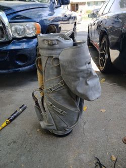 Vintage Browning Grey Leather Golf Cart Bag