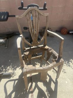 Antique Wood Armchair Frame for Reupholstery