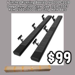 NEW  6 inches Running Boards for 2009-2018 Dodge Ram 1500 Crew Cab, 2010-2023 Ram 2500/3500: Njft