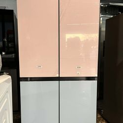 Samsung 29 cu. ft. 36" Bespoke 4 Door Flex French Door Refrigerator with Beverage Center - Custom Panel-Ready in Light pink and Blue