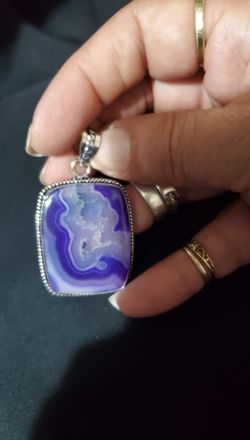 Silver Pendant With Natural  Solar Agate