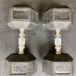 Pair of 45 Pound Dumbbells DBs Weights Set 90 Pounds Total Lifeline