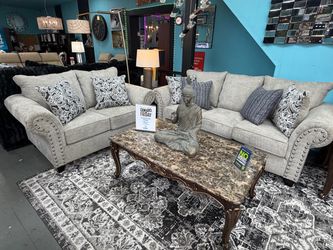 Gray Fabric Sofa and Loveseat Set