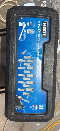 HART 18 PC 3/8" Drive Deep Socket Set with Ratchet