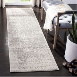 2ft X 8ft SAFAVIEH Madison Collection Runner Rug - 2'3" x 8', Silver & Ivory, Snowflake Medallion Distressed Design, Non-Shedding & Easy Care, Ideal!!
