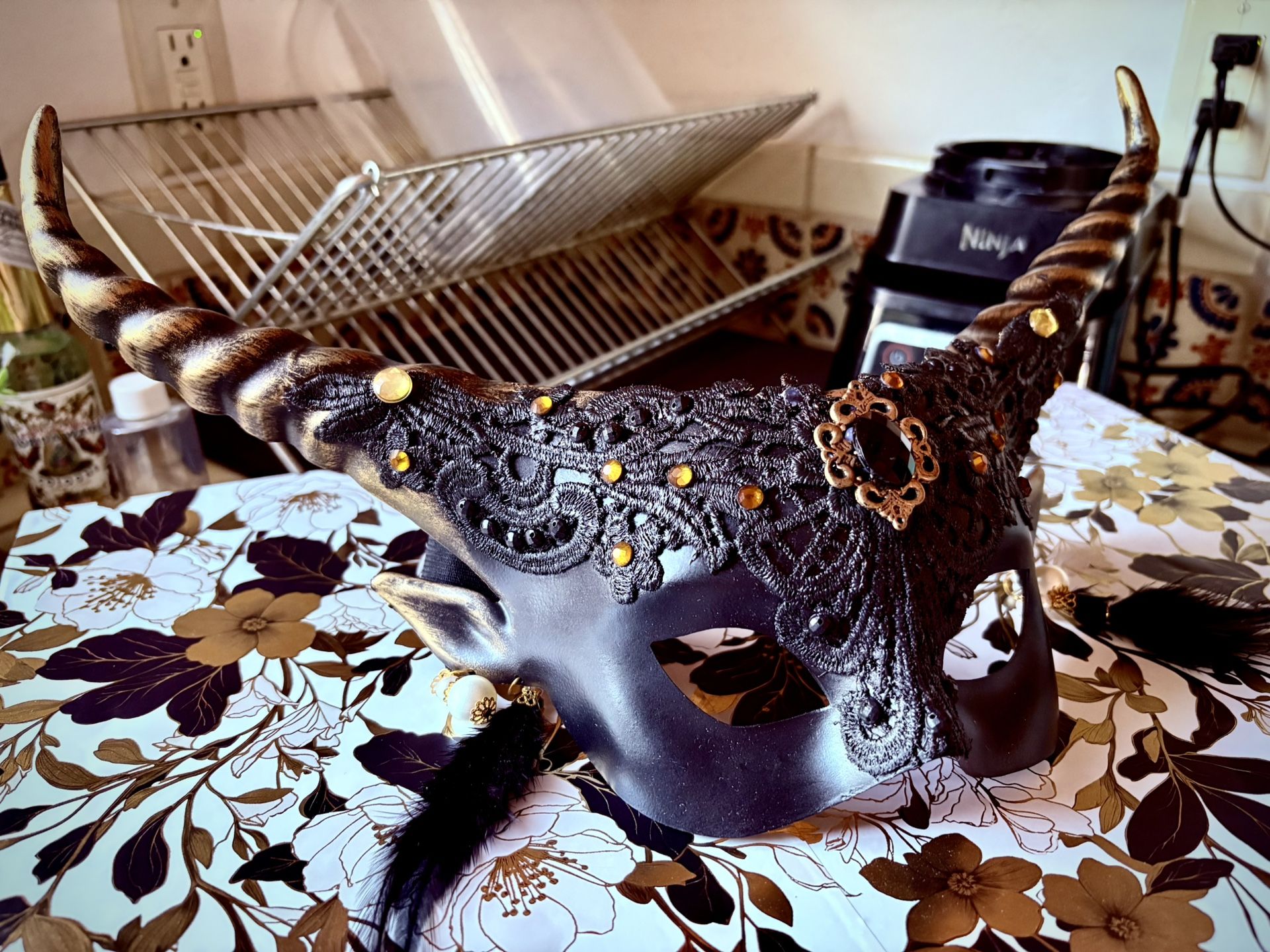 Black And Gold Mask With Horns
