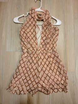 Womens Nude And Rose Gold Romper