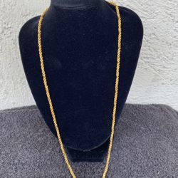 Vintage Gold Plated Diamond Cut Rope Chain 24” Necklace .