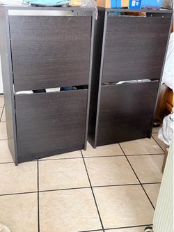 Set of two Wood Shoe Cabinets
