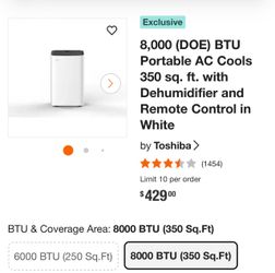 Toshiba 8000 BTU Portable Air Conditioner