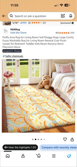 HiiARug Fluffy Shaggy Area Rug 5x8