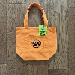 Trader Joe’s Mini Canvas Bag Orange ~ New ~
