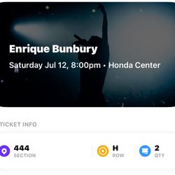 ENRIQUE BUNBURY CONCERT TONIGHT 7/12/2025 @8pm