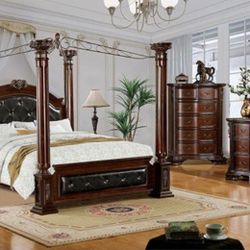 Brand New Brown Cherry 5pc King Size Bedroom Set 