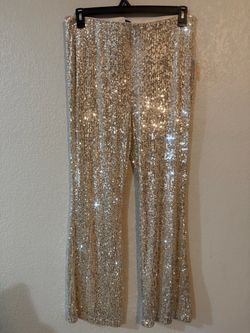 Gold Sequin Flare Pants