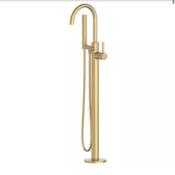 Glacier Bay Dorind Single-Handle Freestanding Tub Faucet Floor Mounted with Handheld Hand Shower in Brushed Gold