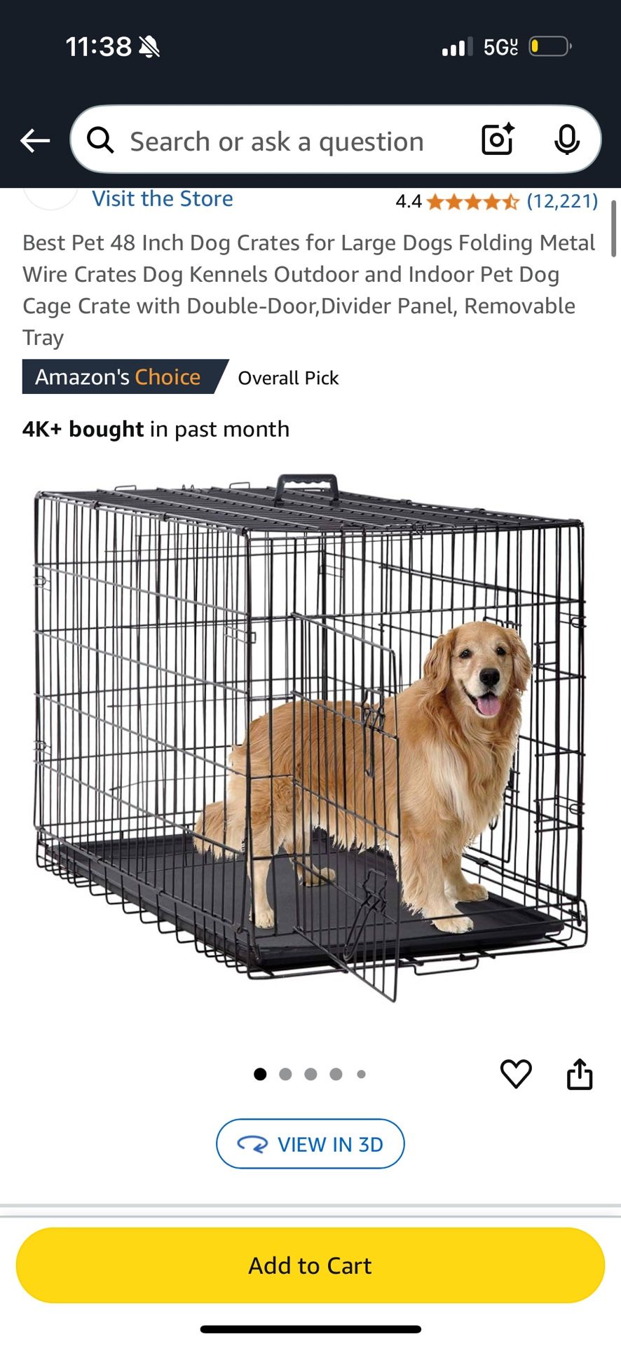48 Inch Dog Crates for Large Dogs Folding Metal Wire