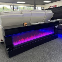 New TV Stand With Fireplace & Bluetooth Speakers. Delivery & Set Up Available 