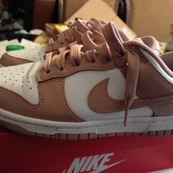 Nike Dunks Rose Gold And White Size 6 Women