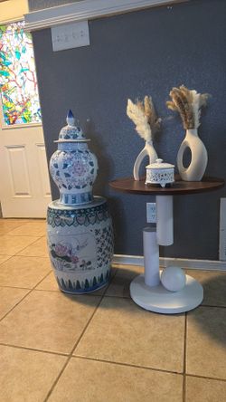 Chinoiserie Ceramic Garden Stool & Ginger Jar Set
