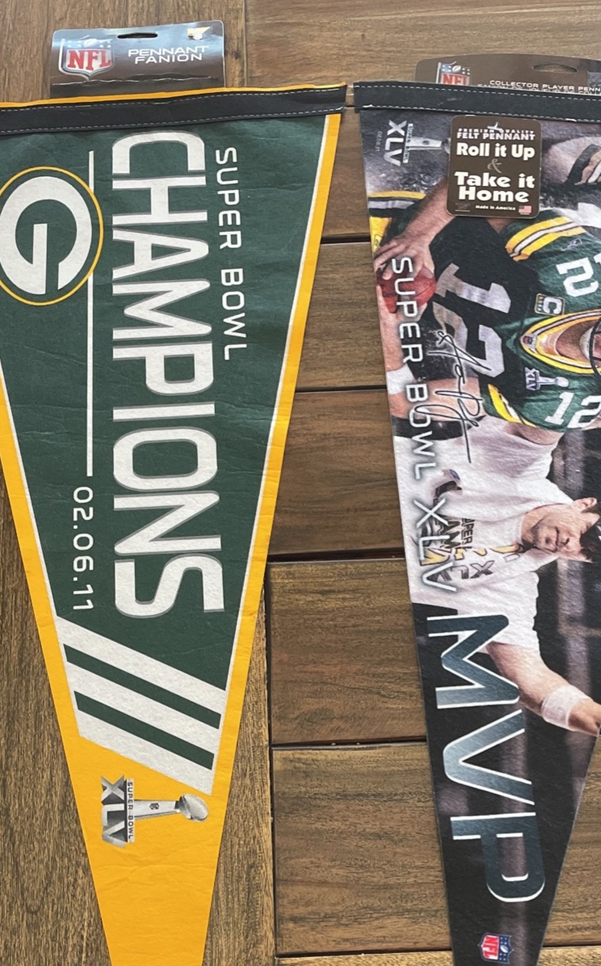 Packer SB XLV Champions And Rodgers XLV MVP Pennants