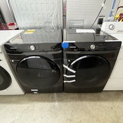 NEW SAMSUNG BLACK WASHER AND 220 ELECTRIC DRYER 27” WIDTH / SMART CONNECT 