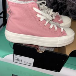 Pink Leather Converse Women 7