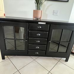 Black, credenza, cabinet, TV media