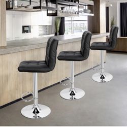 Set of 4 PU Leather Bar Stool Swivel Bar Chair w/ Adjustable Height
