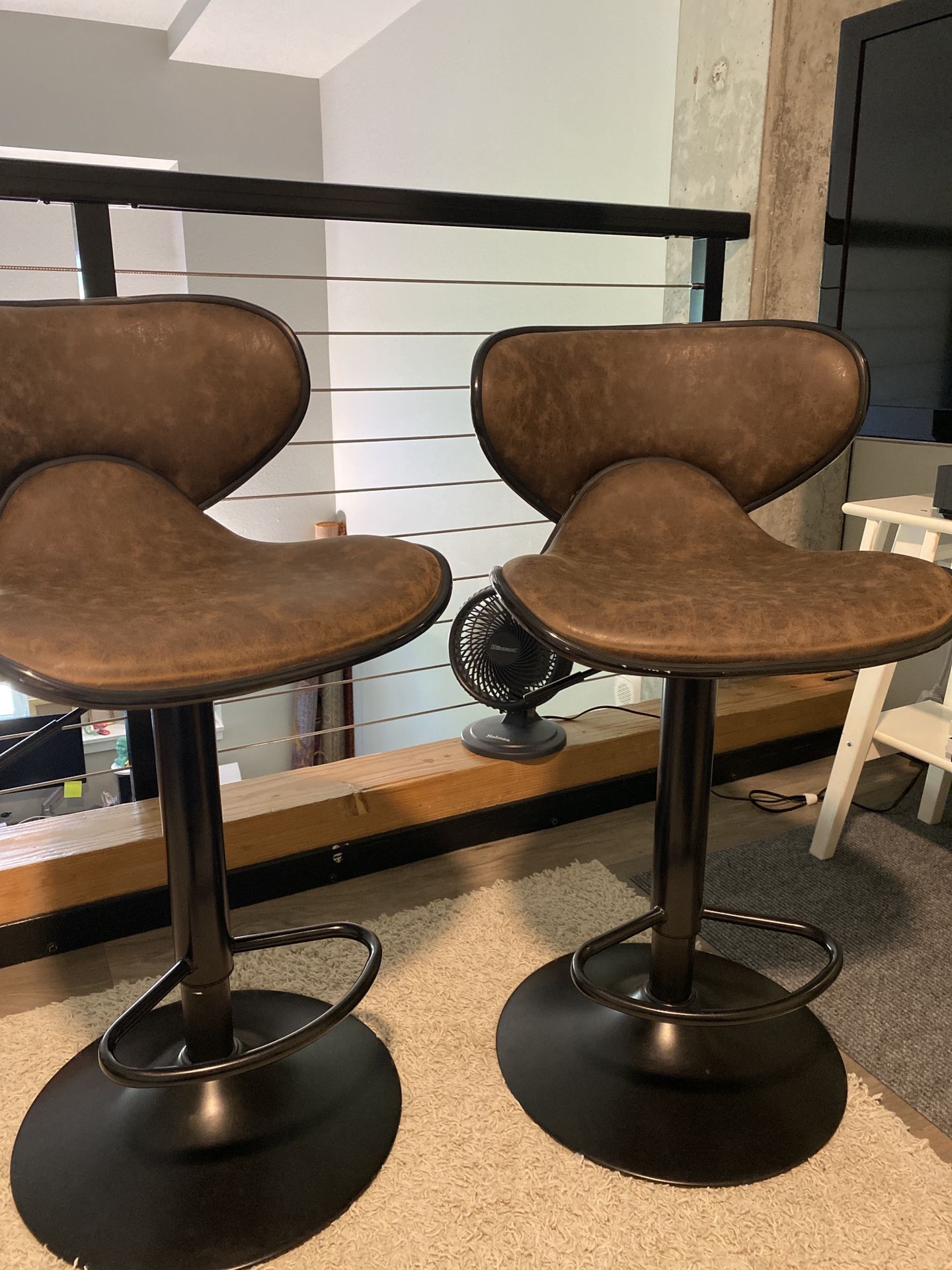 Swivel Bar Stools w/ adjustable height & footrest (24”-32” height)