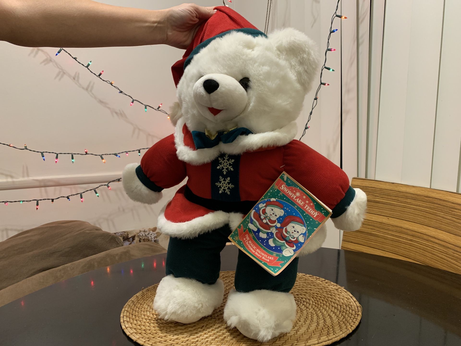 19 VINTAGE 1995 CHRISTMAS SNOWFLAKE TEDDY BEAR WHITE STUFFED PLUSH TOY Stuffed animals Plush