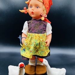 RARE Vintage Goebel Hummel Vinyl Jointed Goose Girl 11 1/2” Tall