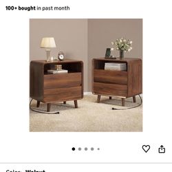 Set Of 2 Wooden Nightstands 