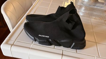 Balenciaga men’s speed 2.0 recycled knit sneaker in black size 13