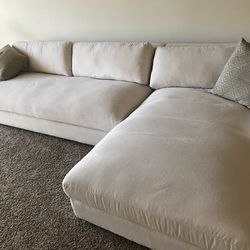 Large 2 Piece Sectional XL Chaise, Cream Color