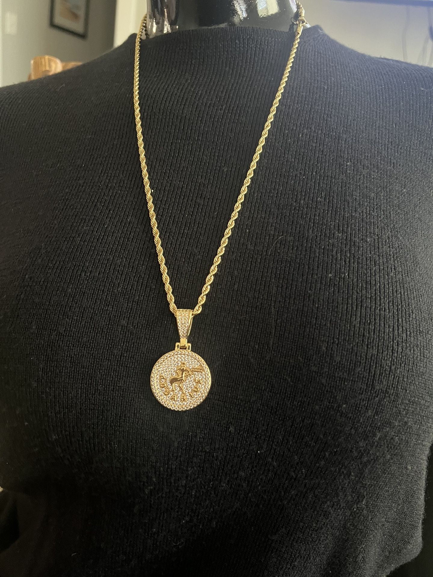 14kt Semi Fine Necklace With Aquarius Pendant…new