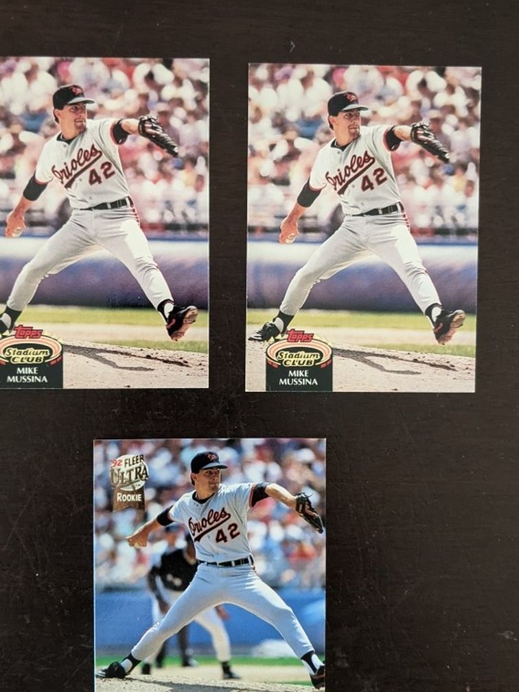 Mike Mussina - Baltimore Orioles (3 Cards) 1992 Topps Stadium Club/1992 Fleer Ultra