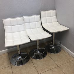 White Leather Stool Chairs